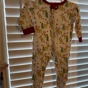 Burt's Bees Baby Cream One-Piece with Red Trim and Moose Print